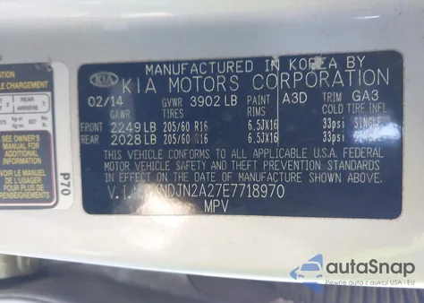 2014 Kia Soul из США, поврежденный, VIN KNDJN2A27E7718970